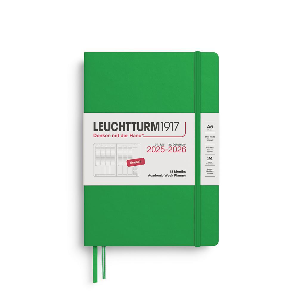 Leuchtturm, Green, Academic, Art & School, 2026, A5, Medium, 18 Month, Week, Planner, Spring Leaf, 948122
